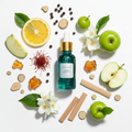 Teal Fragrance Oil Flat Lay - Zoomed, No Text