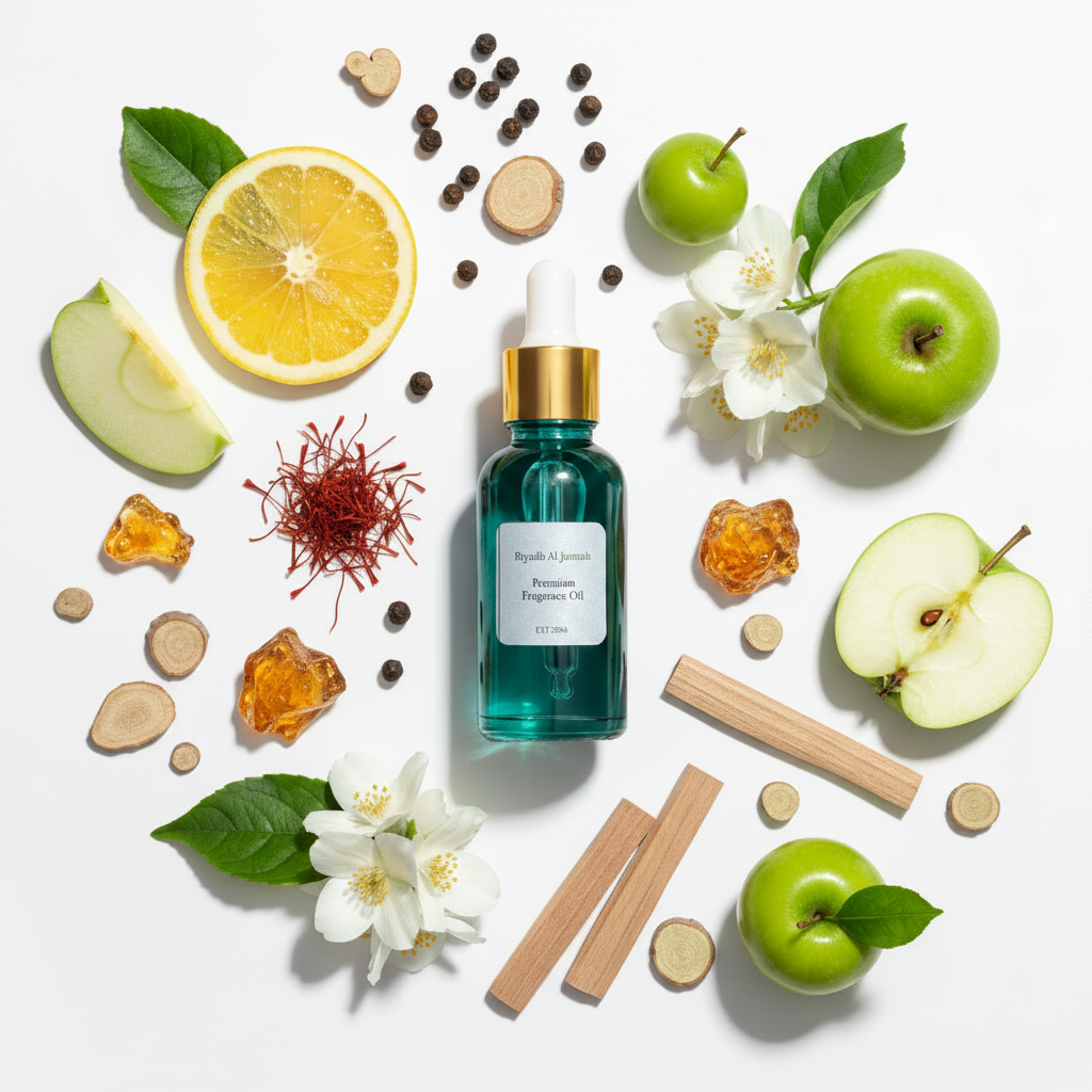 Teal Fragrance Oil Flat Lay - Zoomed, No Text